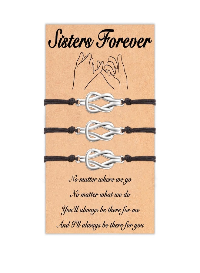 Tarsus Sister Gifts, 3 Sister Bracelet Matching Knot Bracelet Gift from Sister Birthday Gifts Ideas Christmas Valentines Day Presents Gifts for Sister Women - Image 1